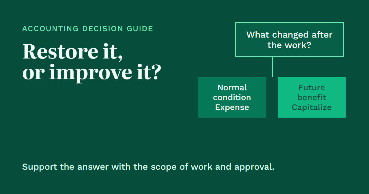 Capitalize vs Expense: Repair or Improvement?